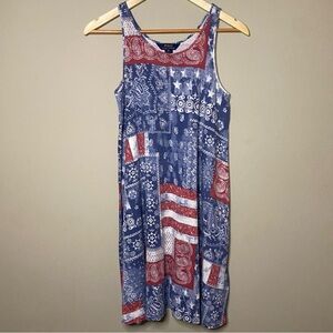 Polo Ralph Lauren Tank Dress Girls Size XL 16 Red White Blue Patriotic Cotton
